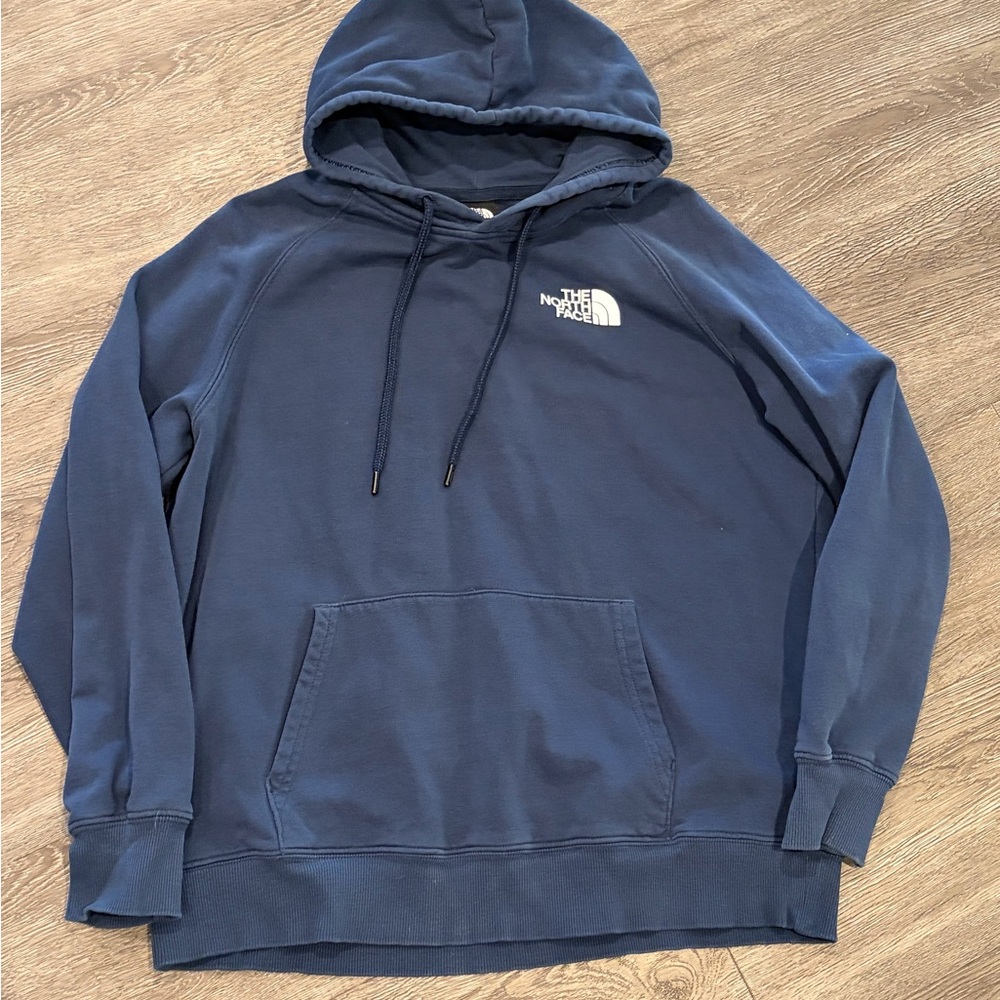 The North Face NSE Dark Blue Pullover Hoodie Womens Never Stop Exploring